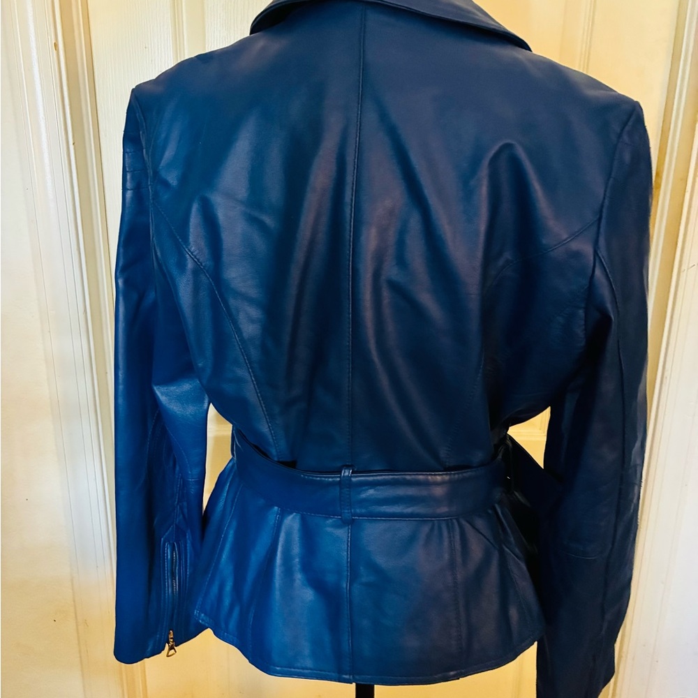 Miss Tina Women's Cobalt Blue buttery  soft Leather Jacket - Picture 3 of 6